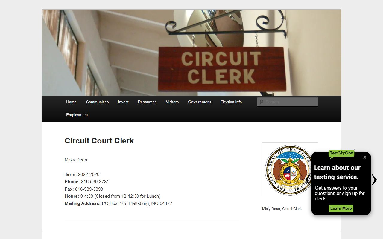 Clinton County court records Circuit Court Clerk page