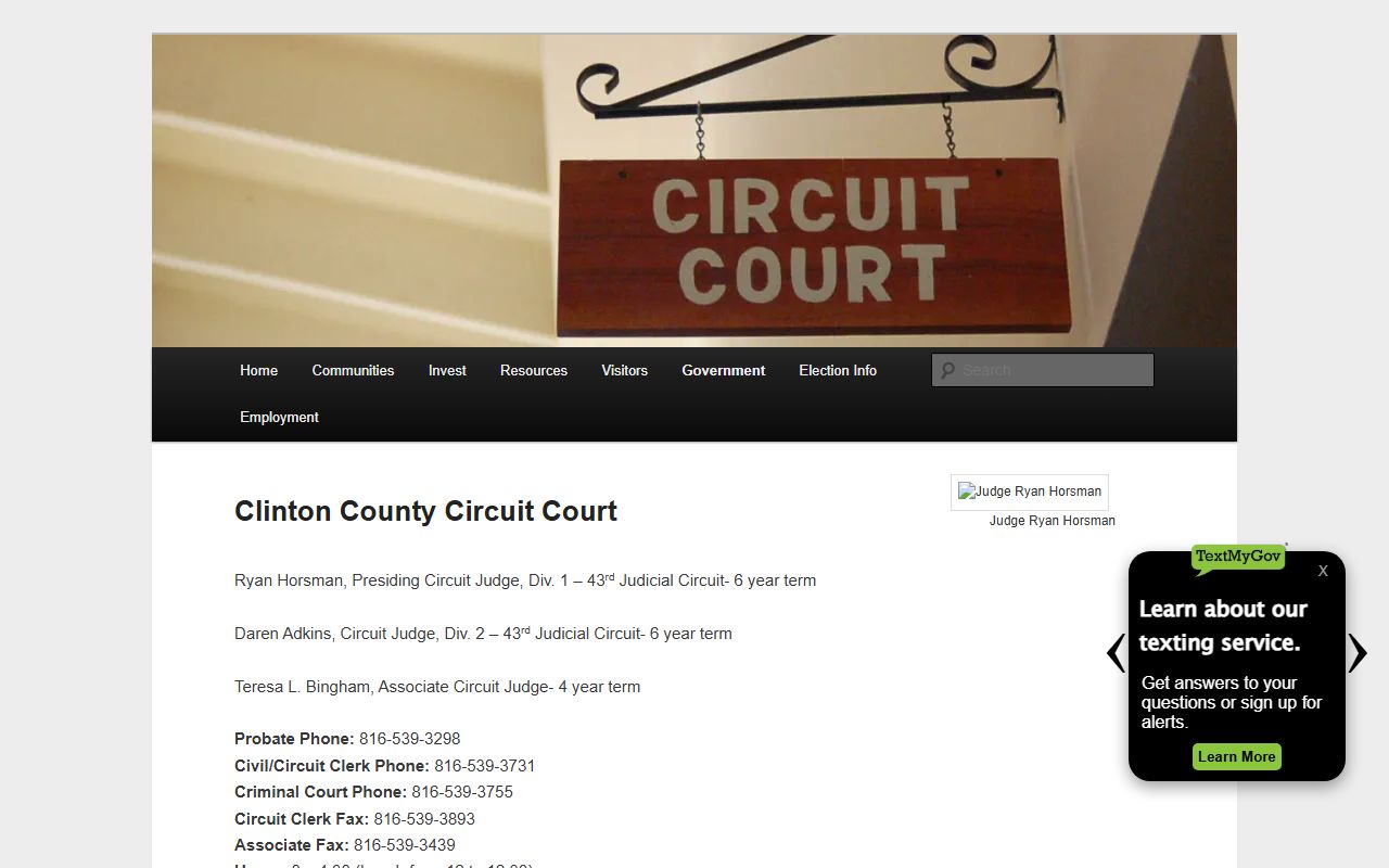 Clinton County court records Circuit Court page