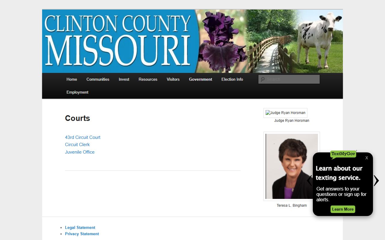 Clinton County court records county courts landing page