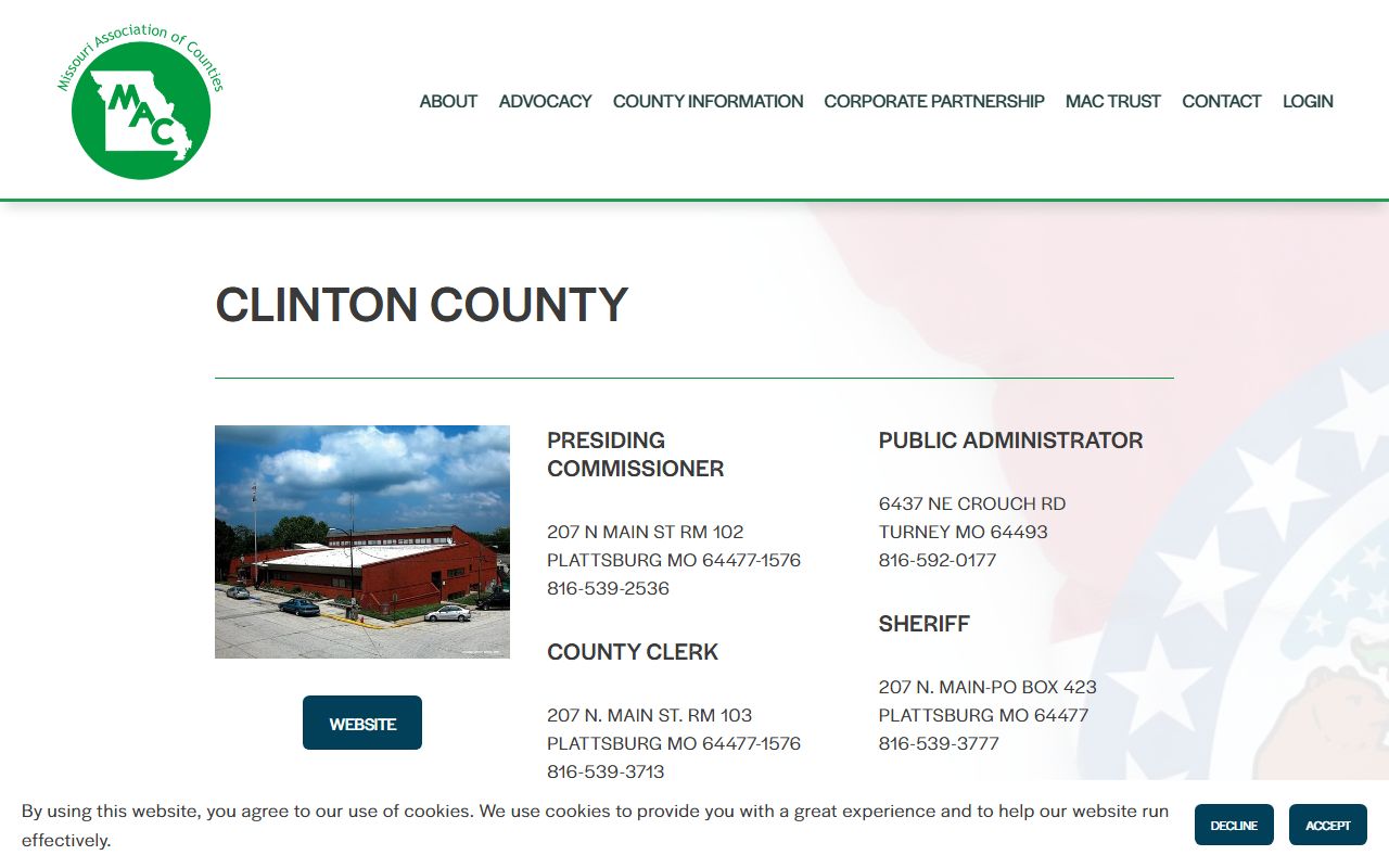 Clinton County court records Missouri Association of Counties directory