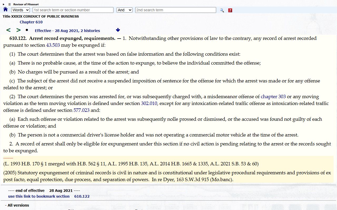 Clinton County arrest records expungement statute
