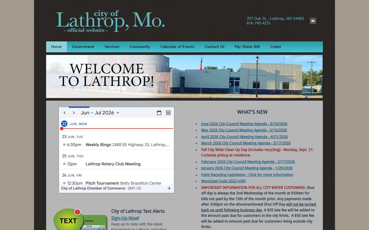 City of Lathrop municipal court information for local docket scheduling