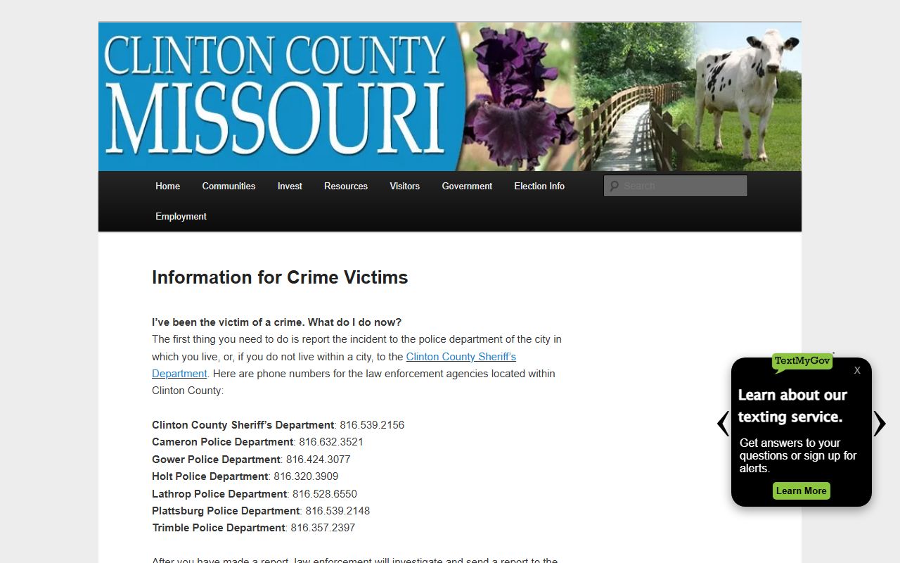 Clinton County crime victim information explaining prosecutor review after reports