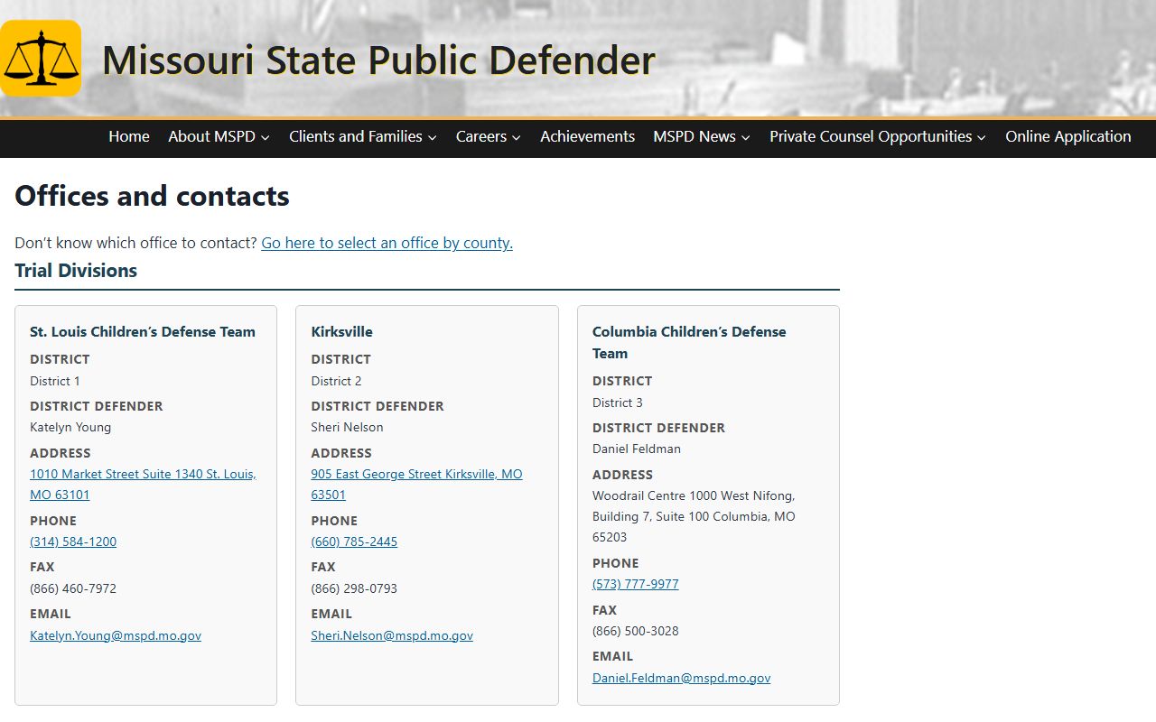 Missouri State Public Defender office contacts for District 43 context