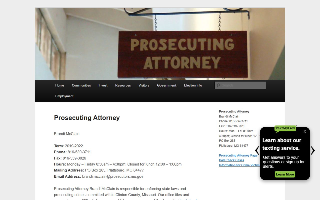 Clinton County Prosecuting Attorney page for criminal case filing context