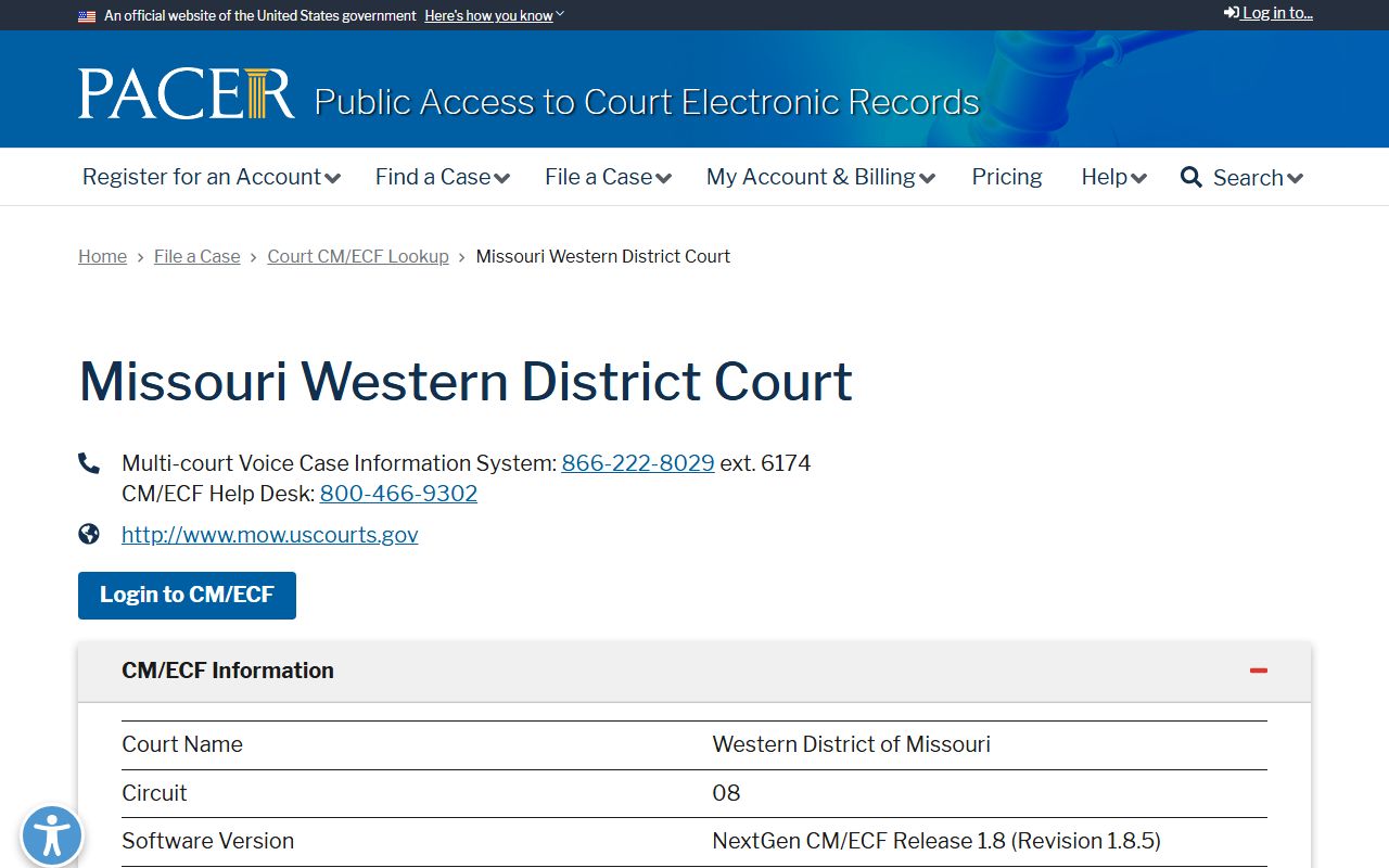 Clinton County Circuit Court records PACER Missouri Western District lookup