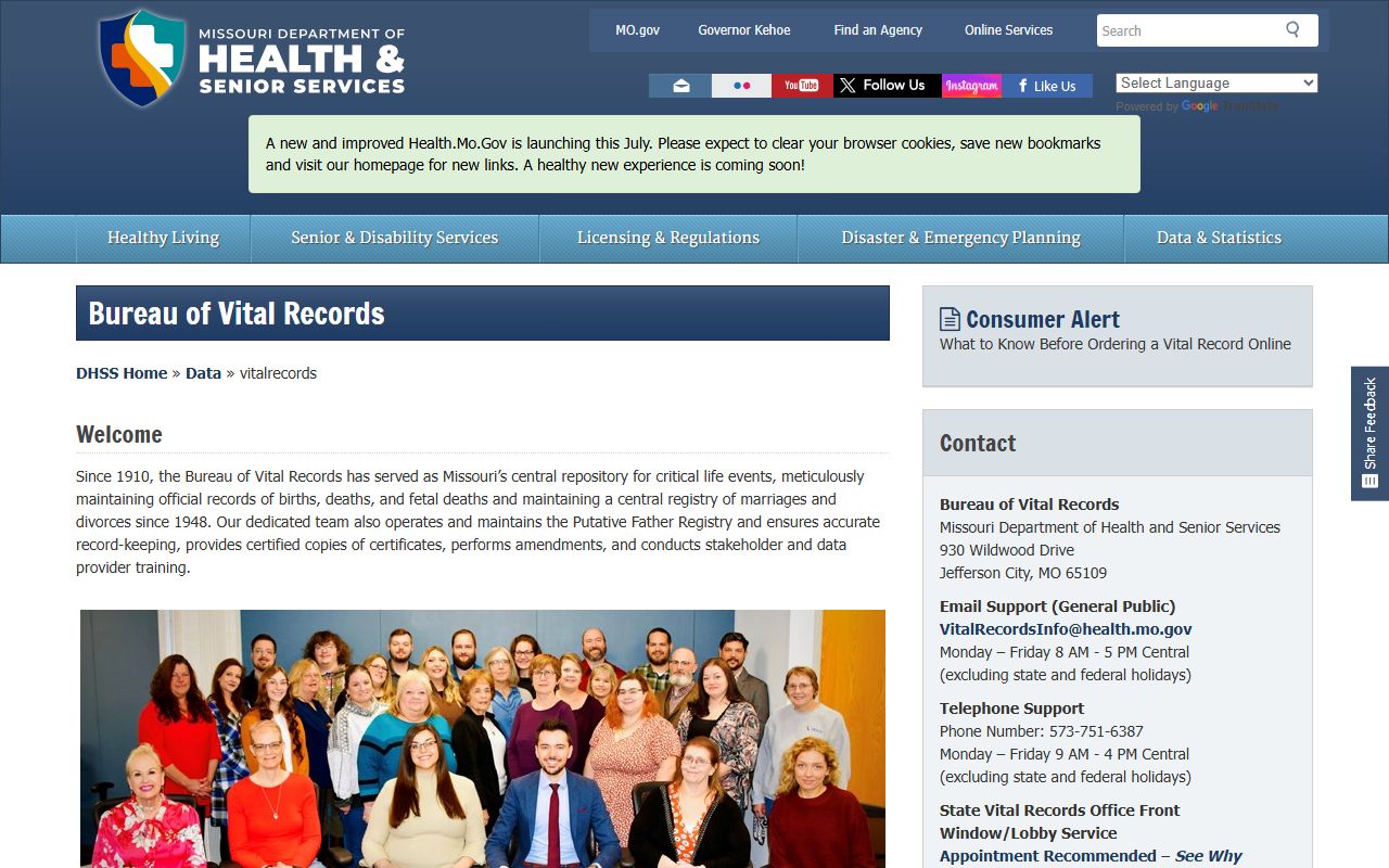 Clinton County marriage and divorce records Missouri Bureau of Vital Records
